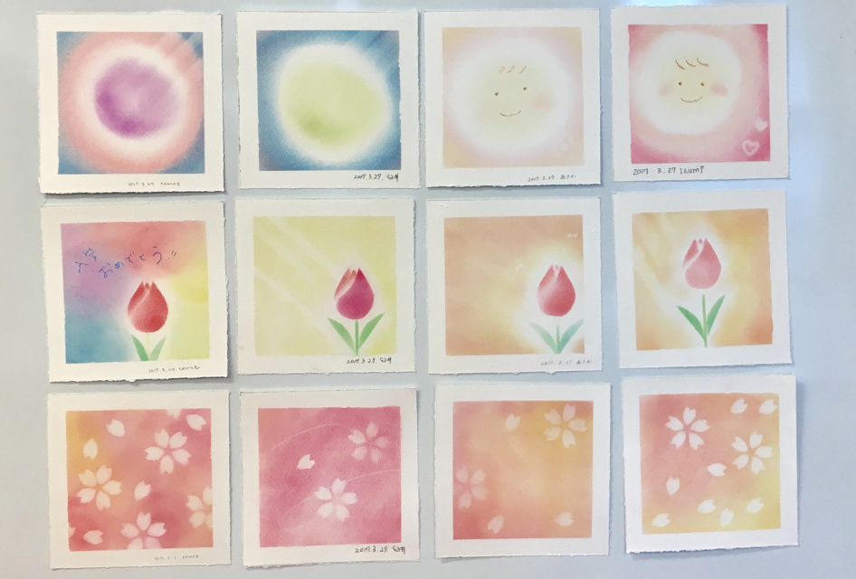 ＜季節のパステル＞3月：パステルシャインアートで「チューリップ・桜」の絵を描こうの当日の流れ・雰囲気の写真1枚目