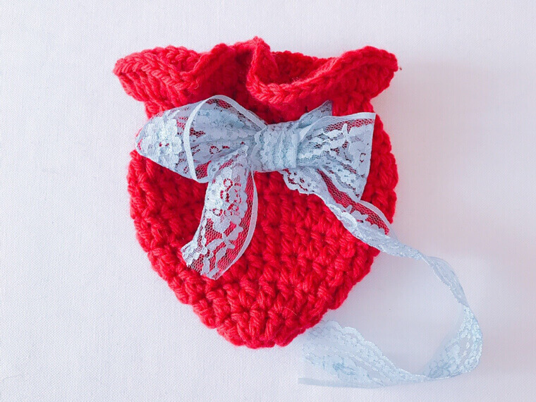 毛糸で編むハート型巾着ポーチの作り方 Craftie Style