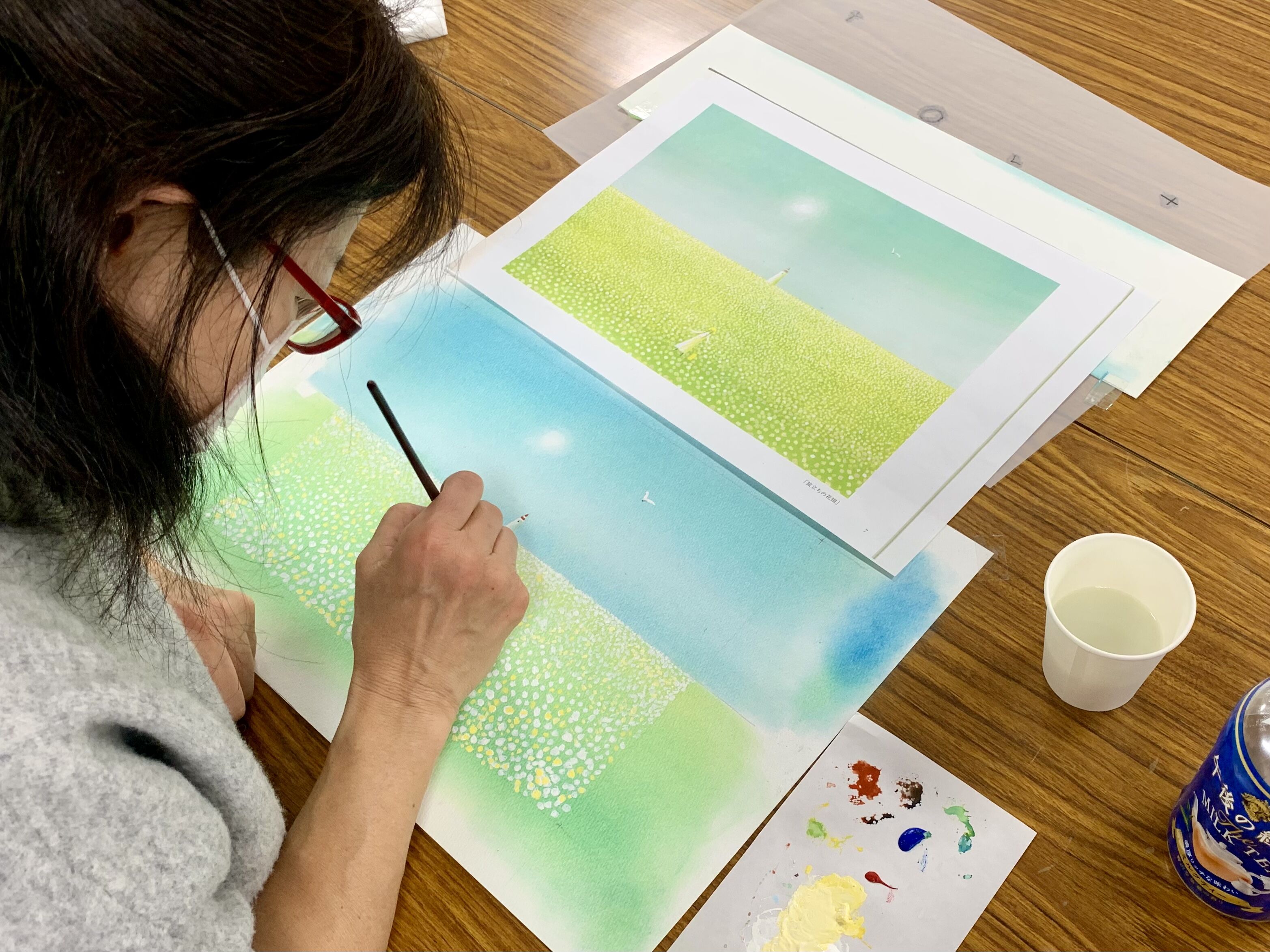（葉祥明美術館公認）パステルと水彩で葉祥明さんの絵を描く講座「旅立ちの花畑」の写真3枚目