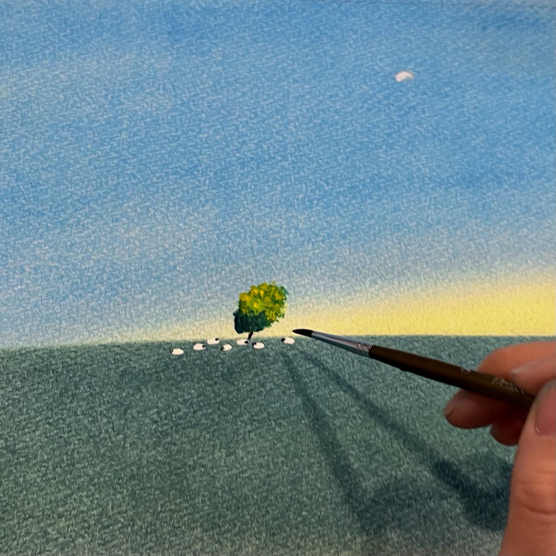 （葉祥明美術館公認）パステルと水彩で葉祥明さんの絵を描く講座「羊と草原」の写真