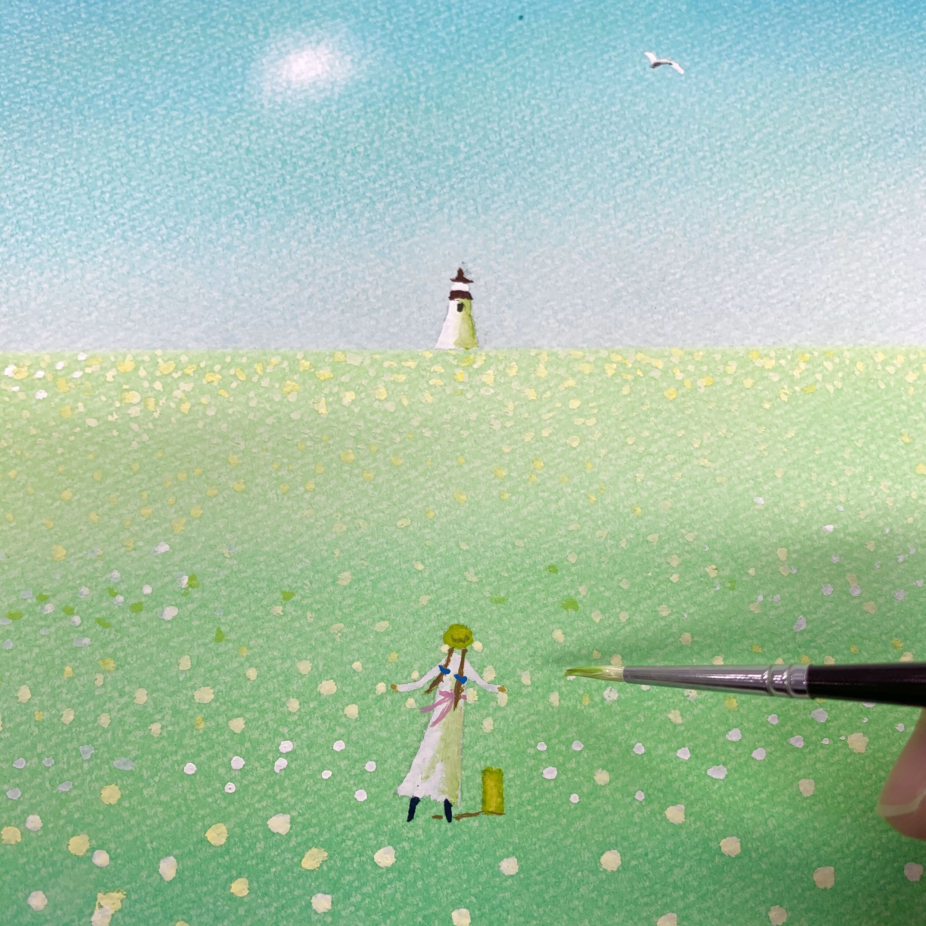 （葉祥明美術館公認）パステルと水彩で葉祥明さんの絵を描く講座「旅立ちの花畑」の写真1枚目
