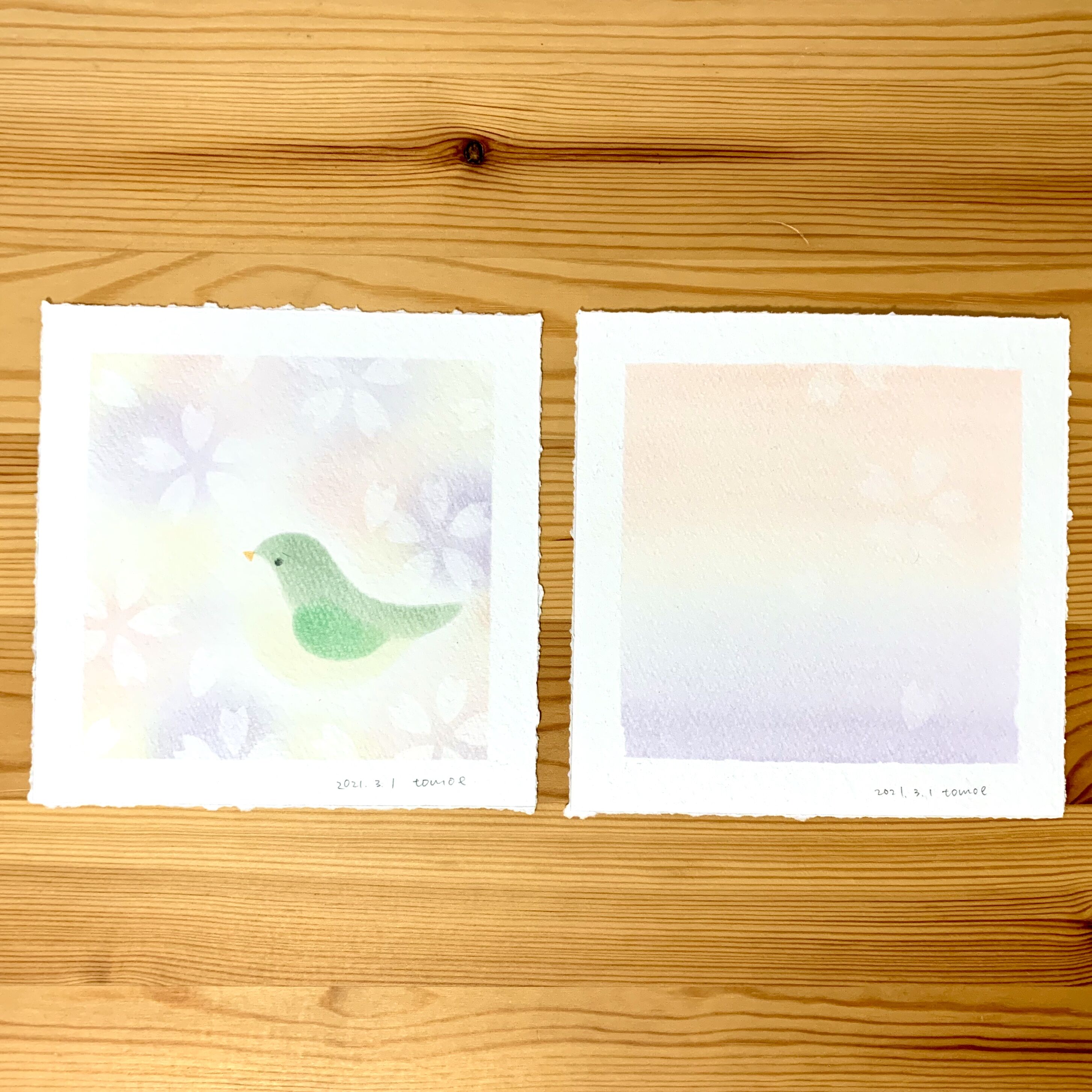＜季節のパステル＞3月：パステルシャインアートで「小鳥と桜」の絵を描こう！の写真