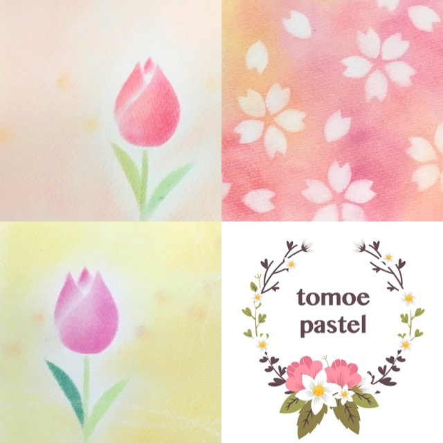 ＜季節のパステル＞パステルシャインアートで「チューリップ・桜、メルヘンな家」の写真2枚目