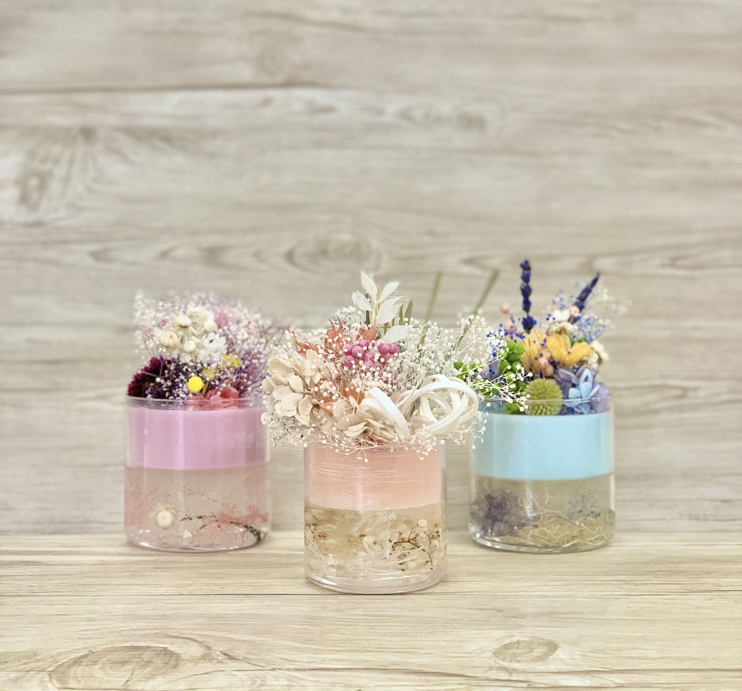 【お花クラフト】お花のアロマブーケグラスの写真