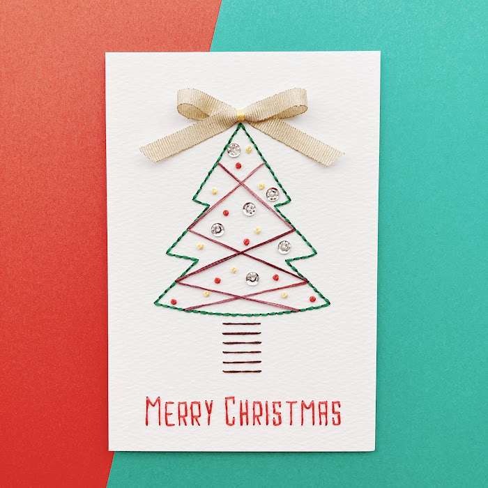 リボン・スパンコール・ビーズを使って、紙刺繍のクリスマスカードを作ろう！の写真2枚目