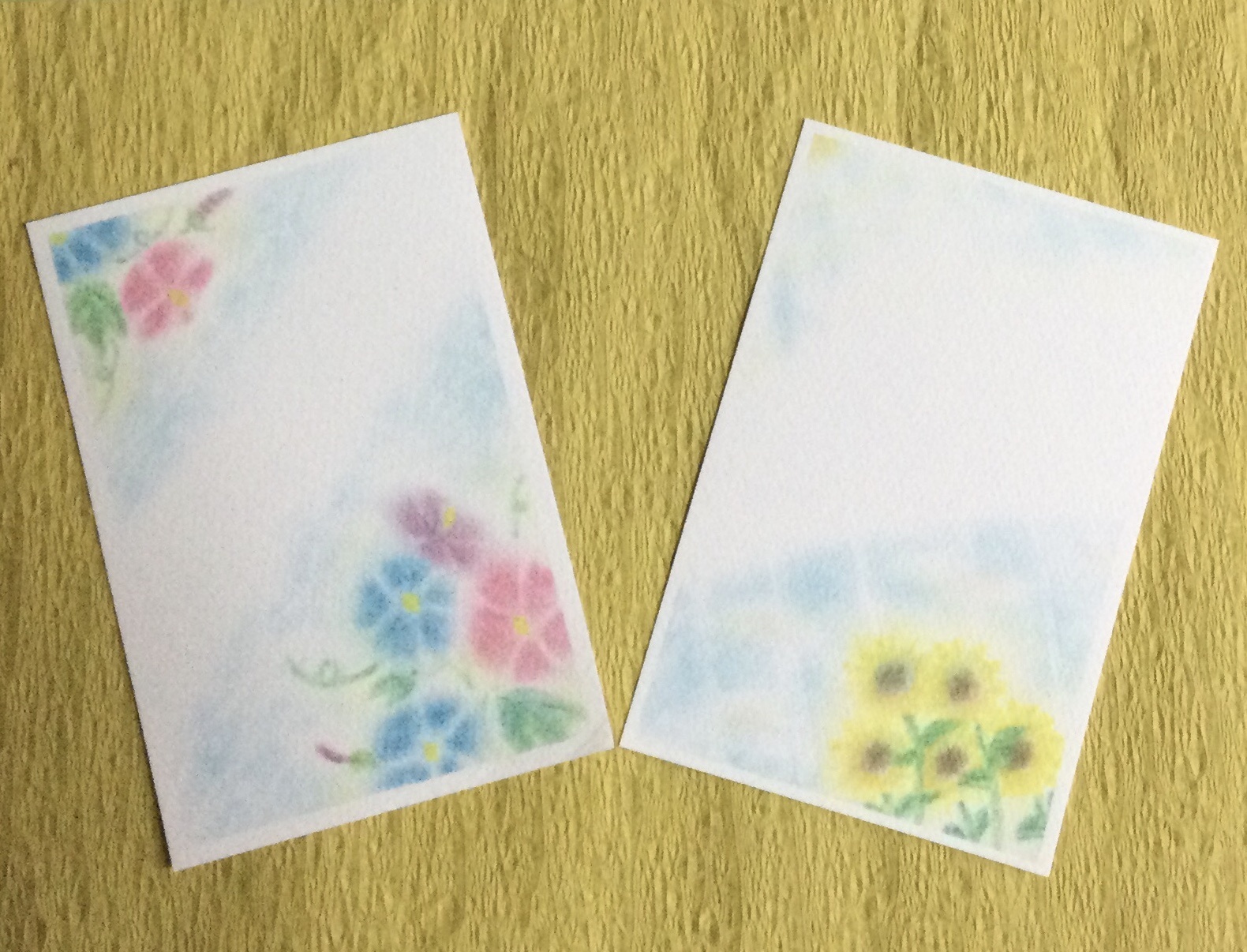 ３色パステルアートで季節にピッタリのオリジナルポストカードを作ろうのWS写真1枚目