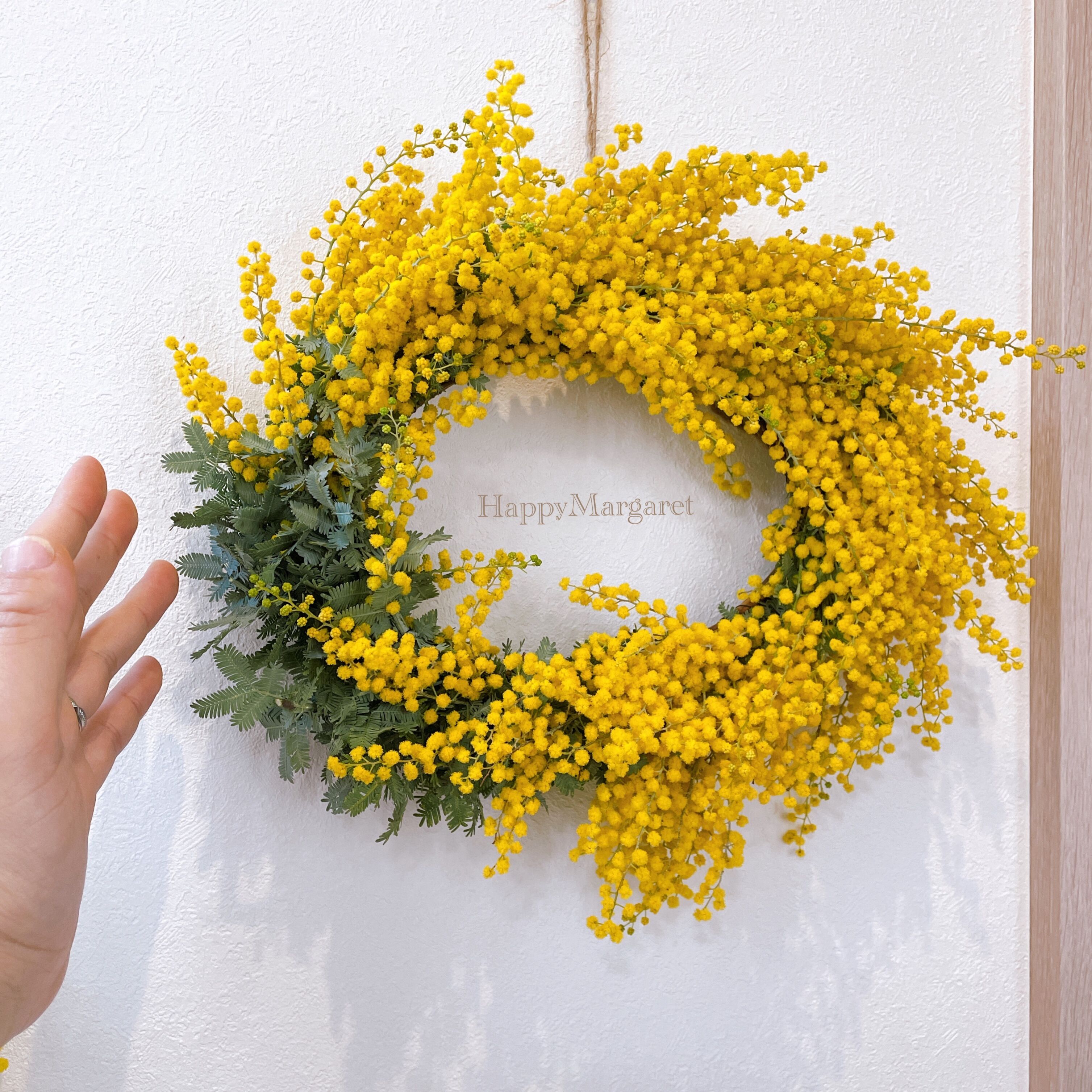ミモザと春の草花を楽しむワークショップの写真
