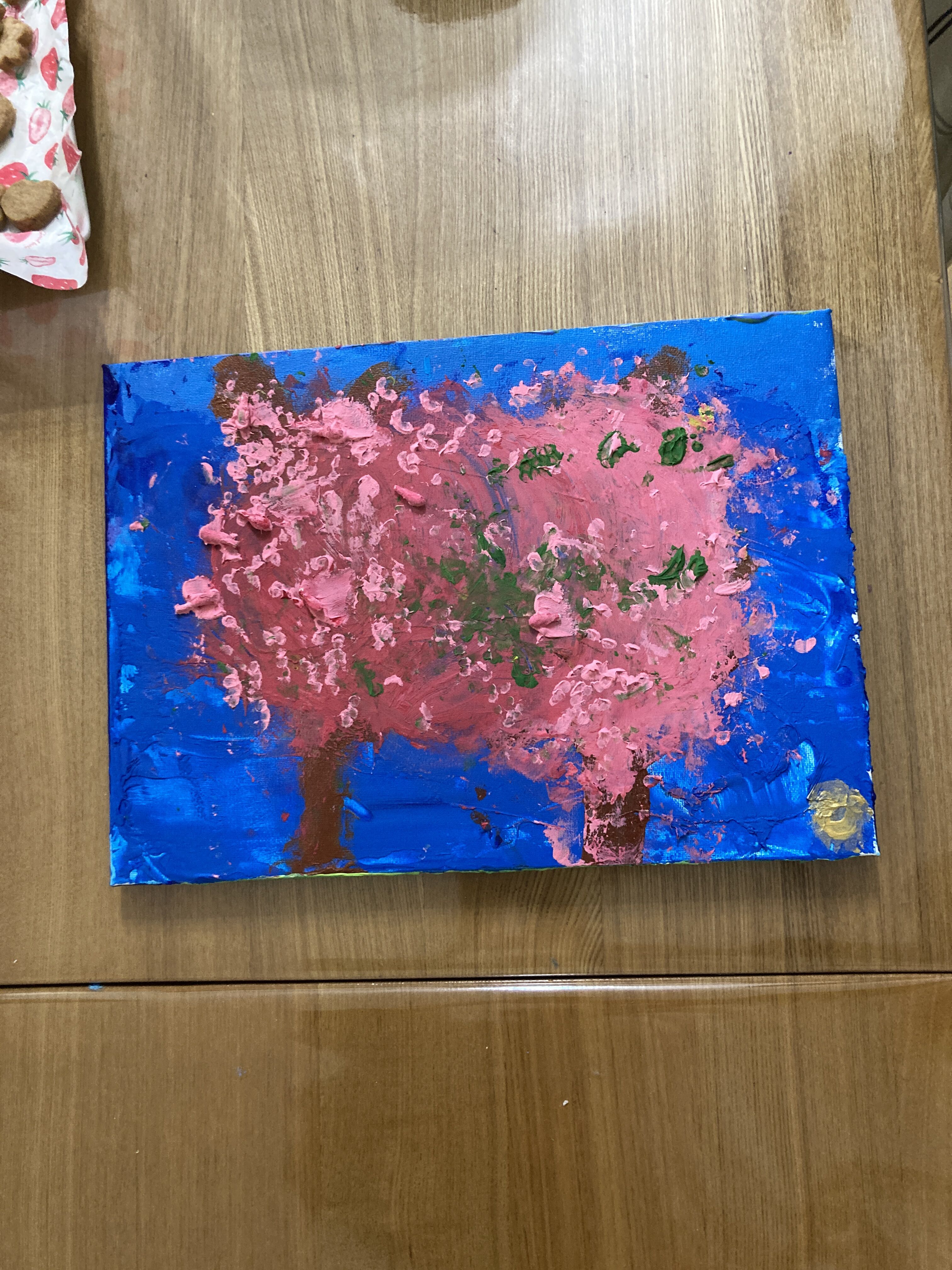 春休みワークショップ（桜を描こう〈ダミアン・ハースト風〉/アクリル絵の具）の写真4枚目