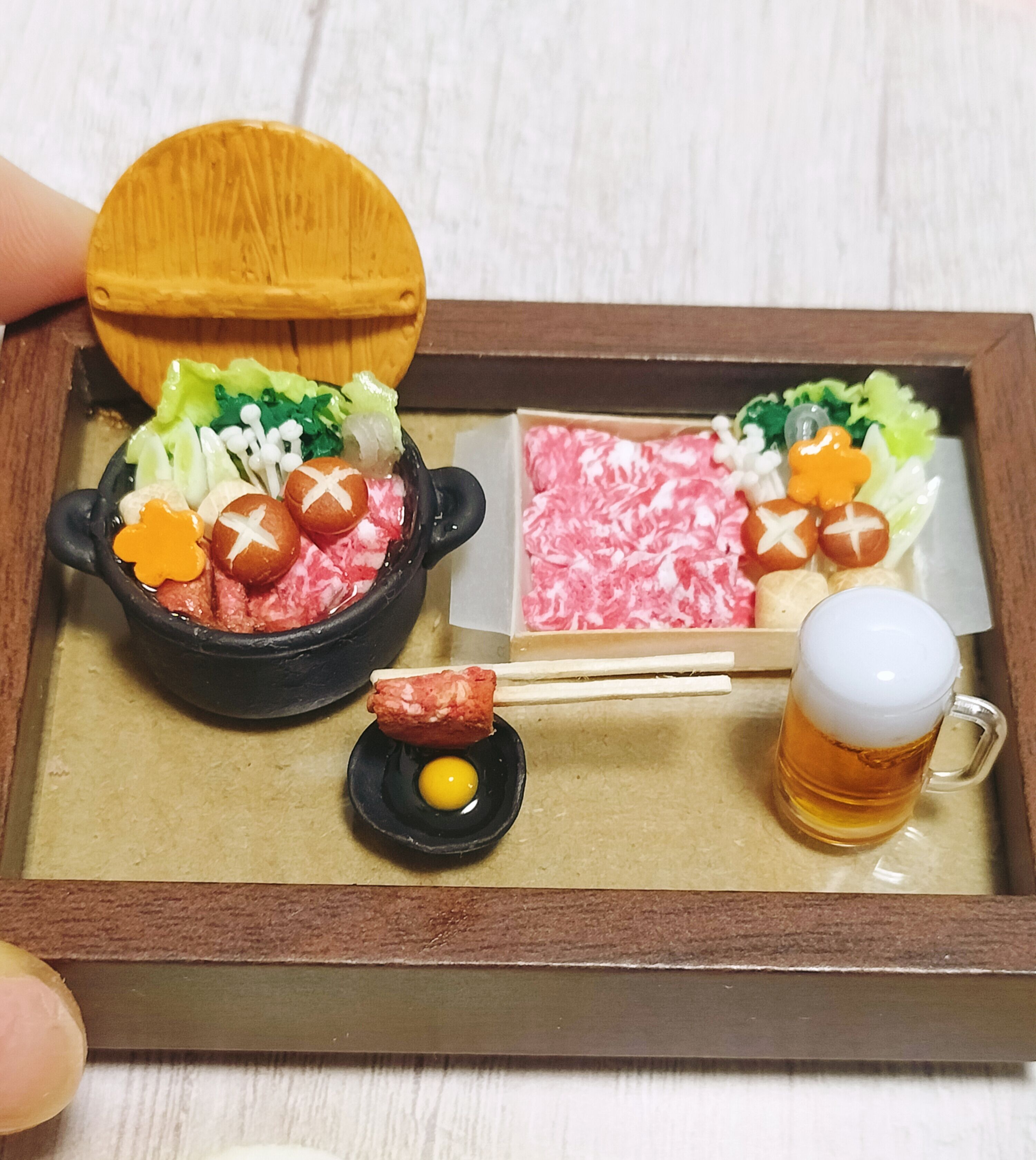 体験 粘土で可愛い ミニチュアフード教室 すき焼きの回の写真2枚目