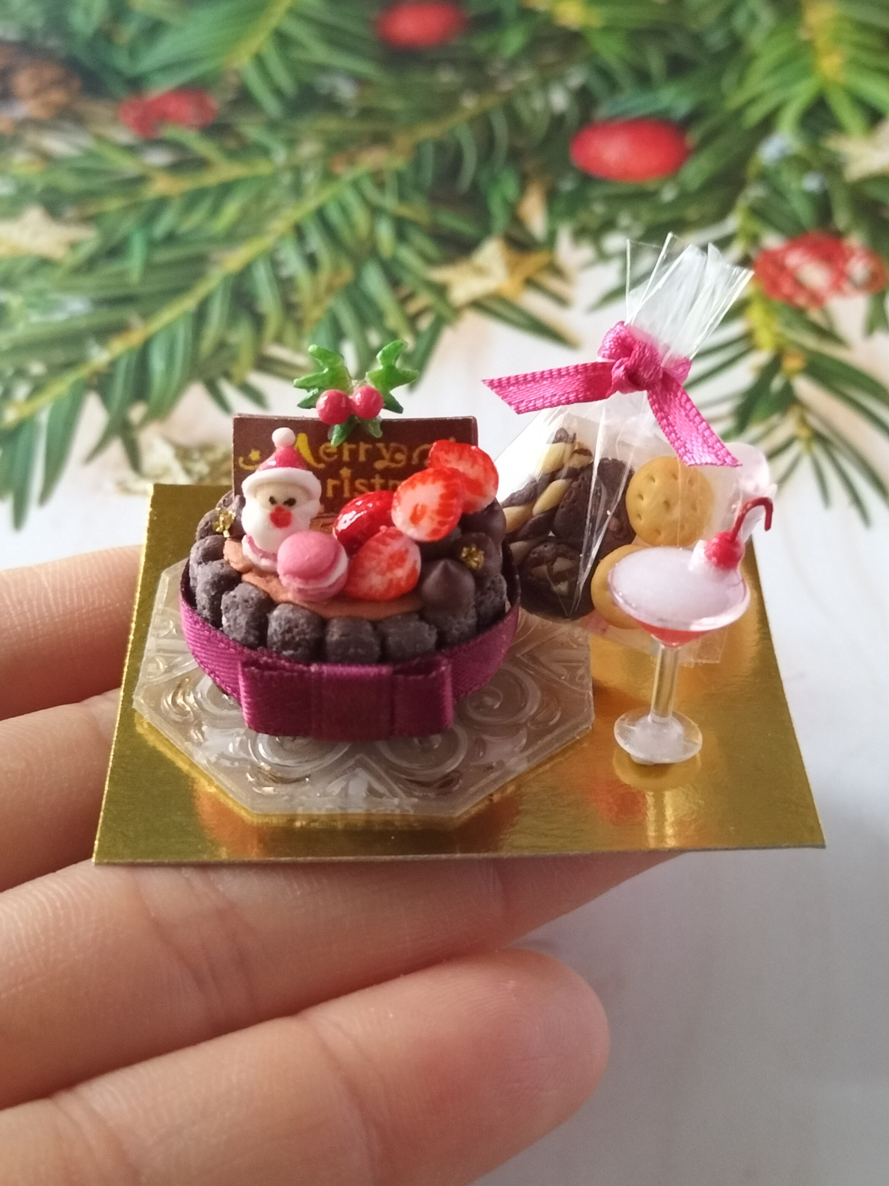 体験 粘土で可愛い ミニチュアフード教室 クリスマスケーキの回の写真