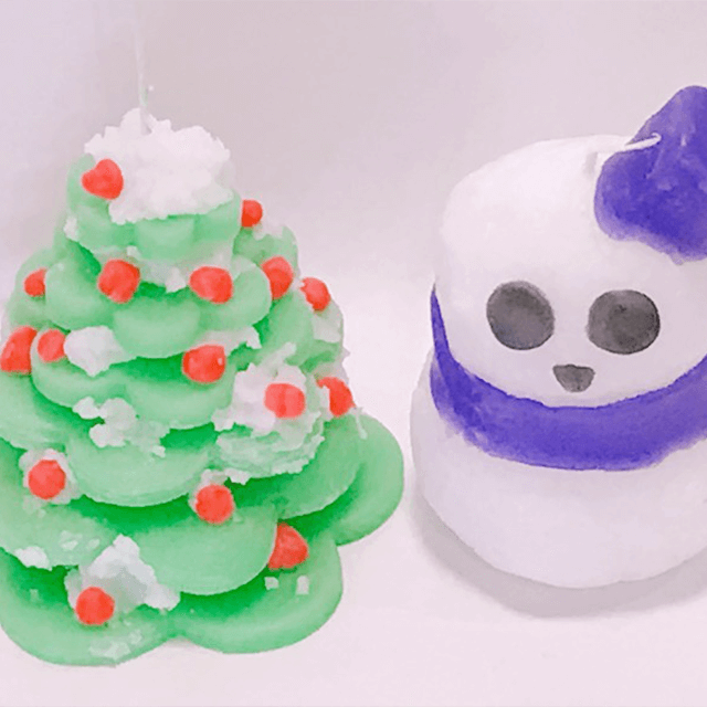 【初心者も大歓迎！】クリスマスツリーと雪だるまキャンドルの写真