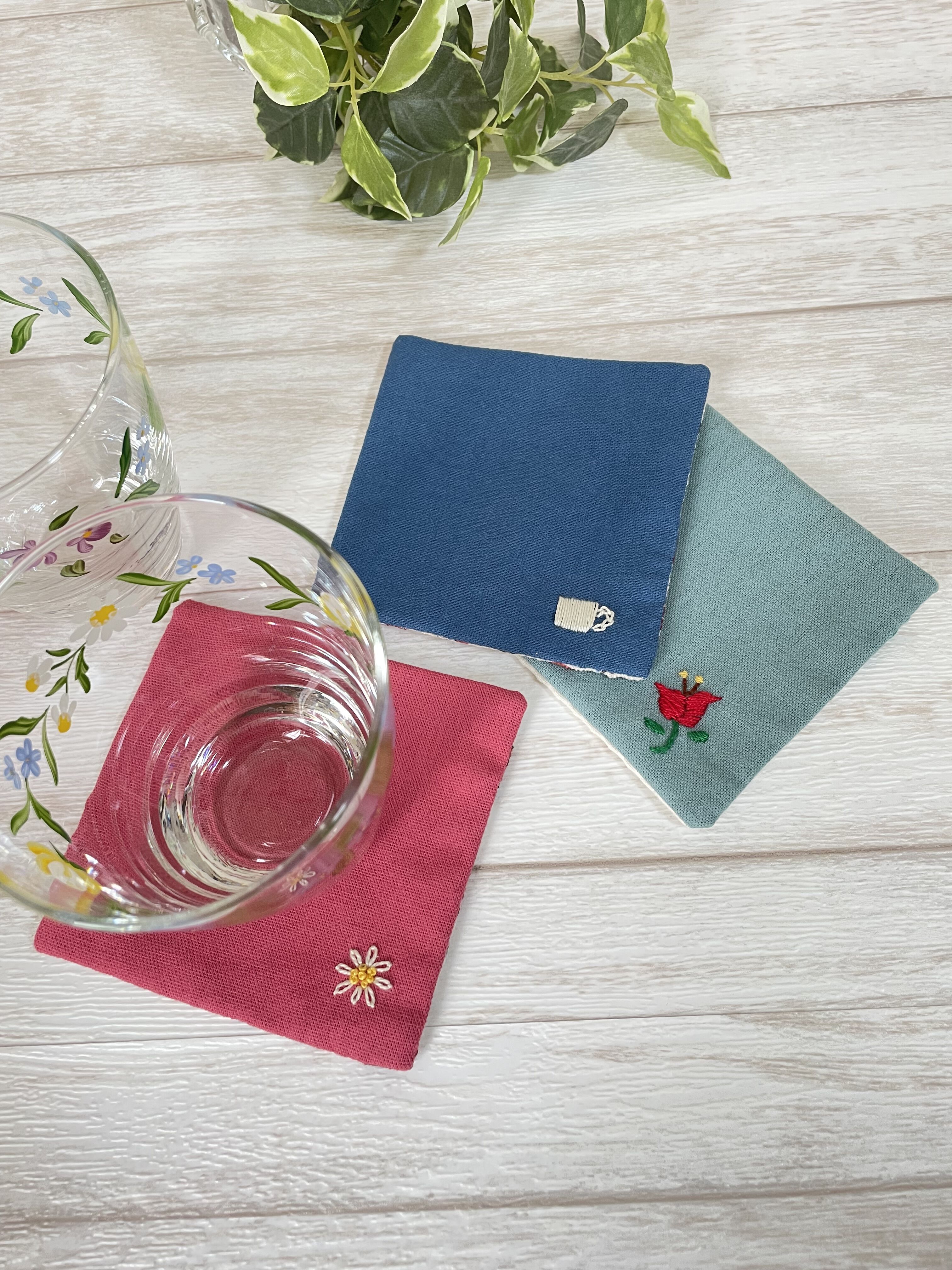 ちくちく刺繍コースターのWS写真1枚目