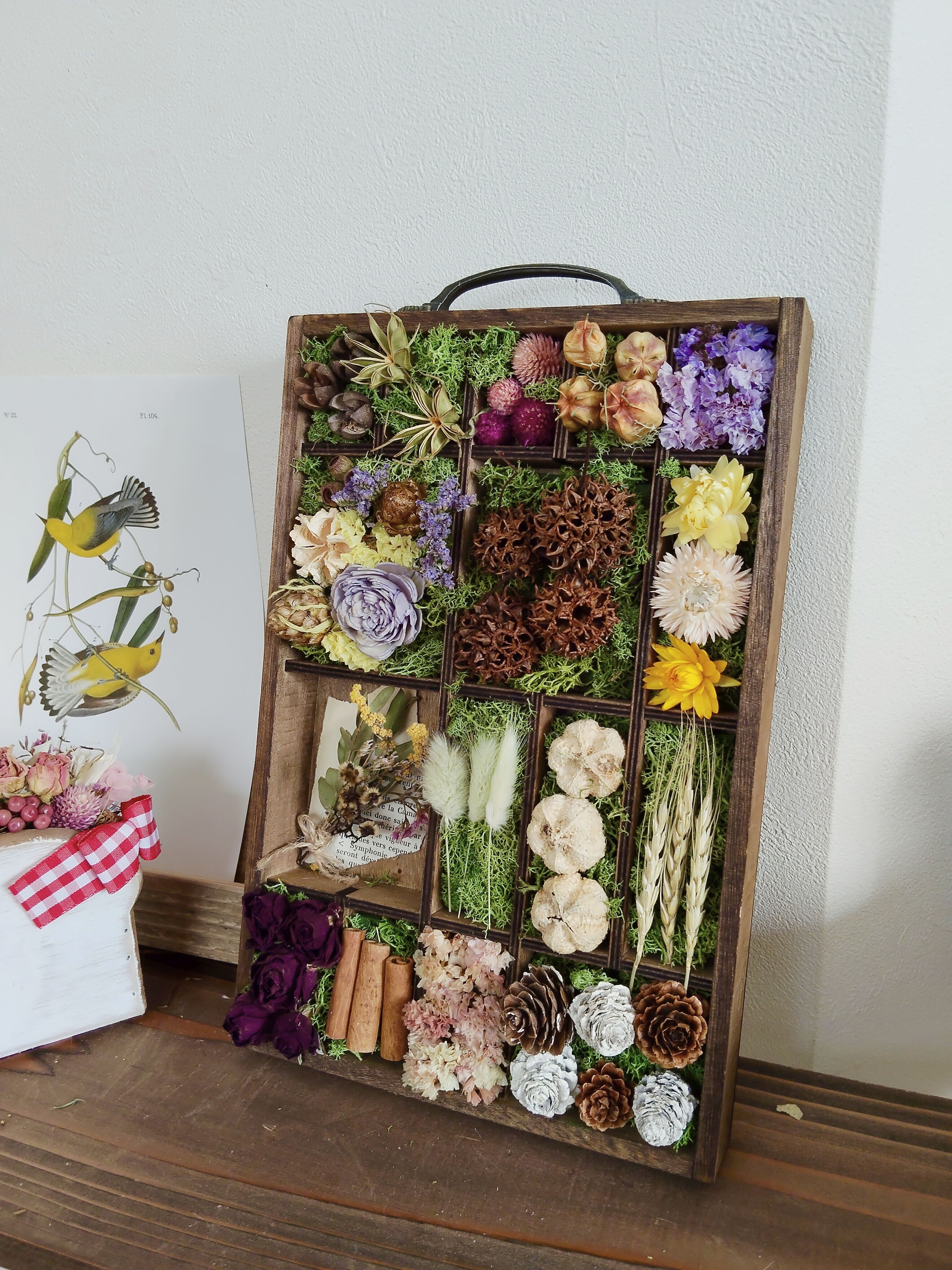 プリンタートレイの植物標本アレンジ(花リセット教室）の写真2枚目
