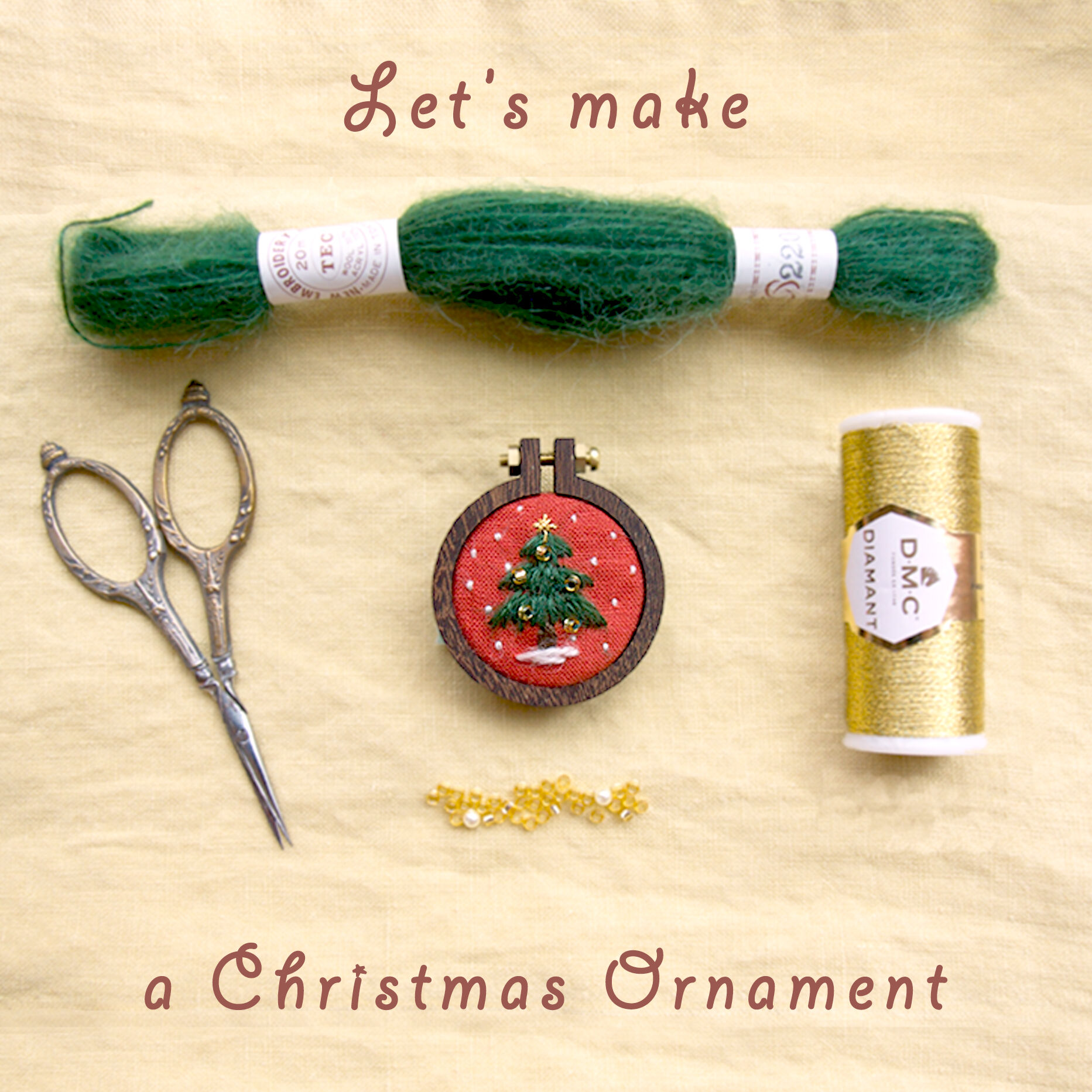 【オンライン】ミニ刺繍枠でクリスマスオーナメントを作ろうの写真