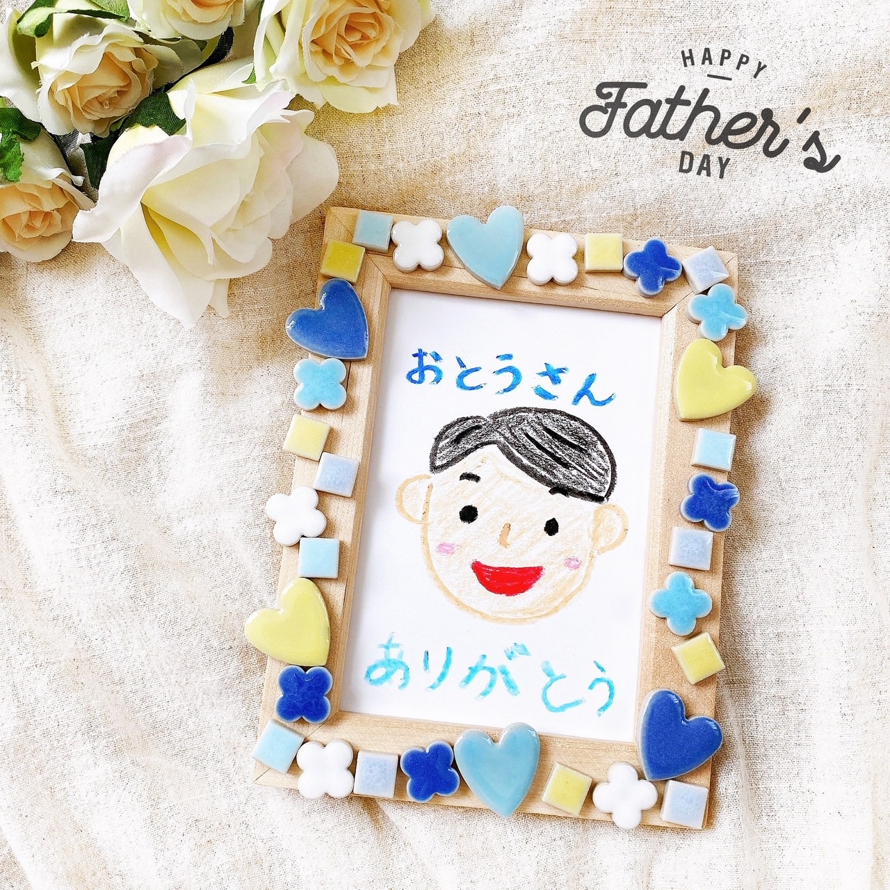 父の日のプレゼントに！タイルでフォトフレーム作り♩の写真