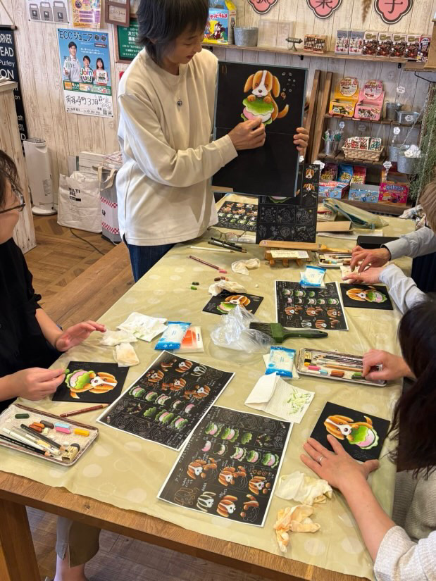 チョークアートワークショップ 「あじさい風呂のカエルさん」の写真4枚目