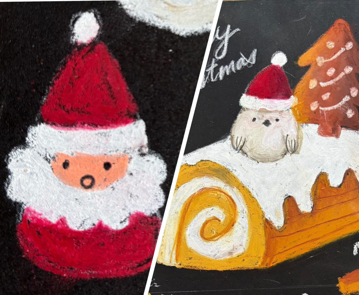 チョークアート 「シマエナガサンタのXmas」の写真3枚目