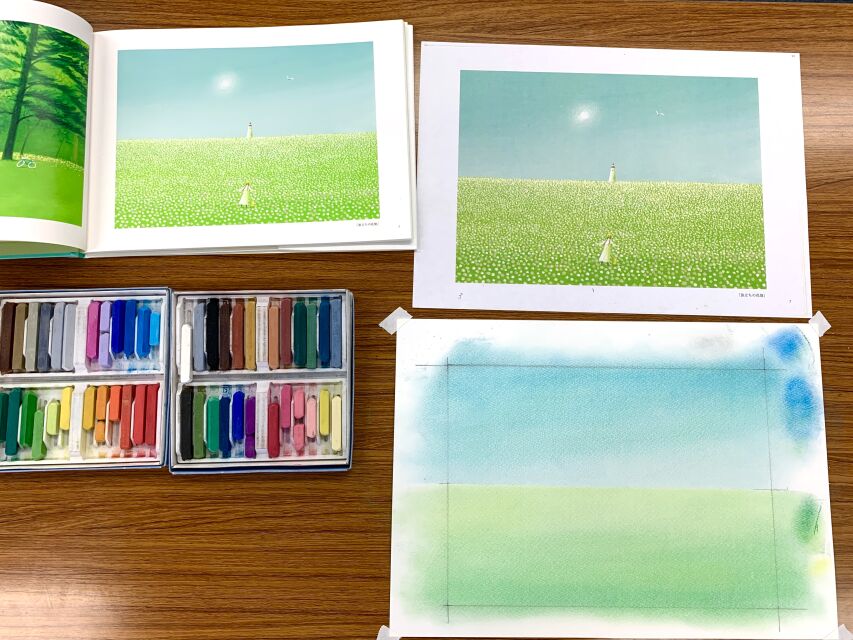 （葉祥明美術館公認）パステルと水彩で葉祥明さんの絵を描く講座「旅立ちの花畑」の当日の流れ・雰囲気の写真3枚目