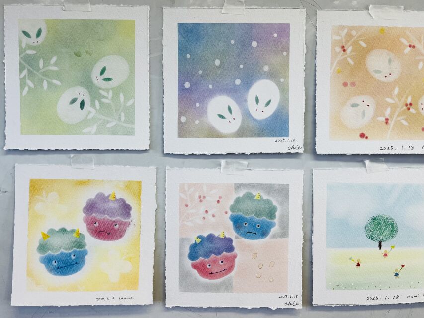 <季節のパステル>パステルシャインアートで「雪うさぎ・あおぞらと大地」を描こうの当日の流れ・雰囲気の写真1枚目
