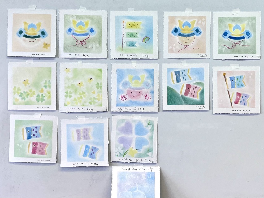 ＜季節のパステル＞パステルシャインアートで「こどもの日・クローバー」の絵を描こうの当日の流れ・雰囲気の写真1枚目