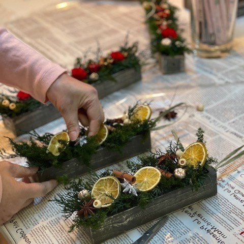 ドライフラワーのバトンアレンジメント〜クリスマスver.〜の当日の流れ・雰囲気の写真1枚目