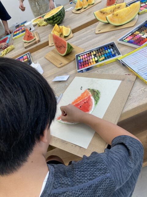 パステルですいかを描こう！（吉野家牛丼ランチ付き！）の当日の流れ・雰囲気の写真2枚目