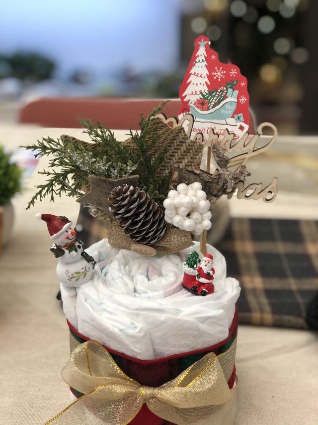 オムツで作るクリスマスケーキに参加したsanae329422の写真1枚目